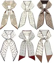 [Lilbitty] 6 Pieces Purse Scarf Handbags for Women Thin Hair Neck Accessories Scarves with Pocket Scarves Handle Fashion Lightweight, multicoloured, Multikulturell