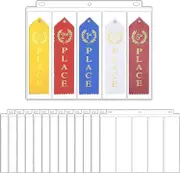14Pcs 70 Pokets Award Ribbon Organizer Swimming Gymnastics Track Award Clear Pages Sheets PVC Ribbon Storage Bags Swim Ribbon Holder Display for 3 Rin