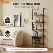 5 Tier Industrial Square Pipe Shelf Wall Mount Storage Unit for Bedroom