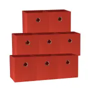 SORTI 27x28x27 CM Red 8-Pack Foldable Storage Cubes - Fabric Bookcase Organizers for Toys and More