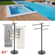 Swimming Pool Towel Rack Stand Pool Patio Towel Holder 4 Rails W/ Topper Shelf