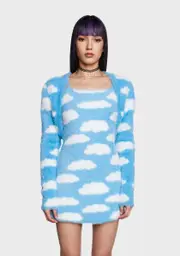 [dELiA*s by Dolls Kill] Lucy In The Sky Cloud Print Dress Set