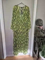 City Chic Xxl Kaftan Neon Snake Print Plus Size 24/26