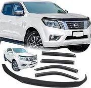 SUERAUTO4X4 Bonnet Protector Weather Shields for Nissan Navara NP300 2015-2020 Accessories, D23 Tinted Black Bonnet Hood Stone Guard Weathershields Window Visor Wind Deflectors Car Exterior