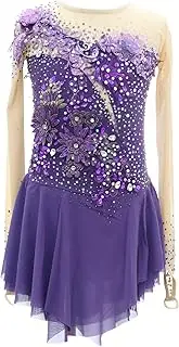[Zagitova] Girls Ice Figure Skating Dress Applique Women Customizable Competition Dance Outfit with Shiny Rhinestone