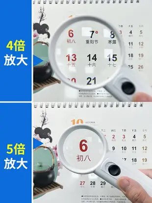 高清放大鏡4倍5倍15倍40倍帶燈LED 閱讀手持式珠寶古董鑒定專用