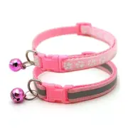Pink Dog Collar with Bell, 2-Pack Basic & Reflective Cat Collars with Bells f...