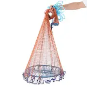 TOH 240cm Fishing Casting Net High Strength Hand Cast Net With Flying Disc JJ