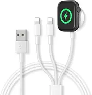 Watch Charger Cable Compatible for Apple Watch Series 8 7 6 5 4 3 2 1 SE1 SE2, Watch Charging Cord,3 in 1 Portable Phone and Watch Charger for 14/13/12/11/Pro/Max/XS/X/Airpods/Pad Series, 4.9ft/1.5M