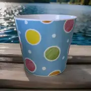 POLKA DOTS Melamine Pot container 4 1/2"H X 5"Opening