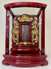 在飛比找Yahoo拍賣優惠-蓮花造型雕刻祖龕 一尺祖先牌位雕刻 陽刻凸字祖先龕面板 雷射