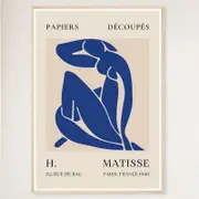 Galrie Papiers Découpés Blue H. Matisse Print (1948) Elegant Artwork, Wood Frame, A2 42 x 60cm (16 x 24inch)