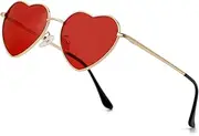 [JOVAKIT] Polarized Heart Sunglasses for Women Fashion Lovely Style Metal Frame UV400 Protection Lens