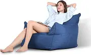 UYSOFRCV Bean Bag Cover Highback Beanbag Chair Perfect Lounge or Gaming Chair (No Filling) Indoor Lazy Lounger Solid Color Simple Design,Dark Blue,75 * 80 * 70cm