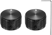 sourcing map 2 Pcs Aluminium Potentiometer Knobs, 1/4" (6mm) Universal Volume Tone Control Knobs for Guitar, Bass, Twill 5/8" Black