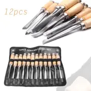 12 PCS Wood Carving Hand Chisel Set Woodworking Professional Lathe Gouge Tool