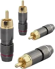 [4 pcs] Hi End RCA Male Plug Adapter Audio Phono Gold Plated Solder Connector Wv-hfr4in1