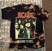 AC/DC Highway To Hell Graphic Print Shirt Mens Medium Music Band Tee Tie Dyed