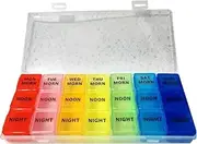 Day Pill Organizer with Compartments Weekly Medication Storage Box for Supplements and Items Easy for All Ages