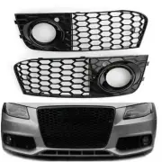 Pair Mesh Fog Light Honeycomb Grill 8KD807682/8KD807681 For Audi A4 B8 2009-2011 (for: Audi)