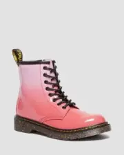 Dr Martens 1460 Junior Pink Gradient Glitter Pu Lace Up Boots - Pink