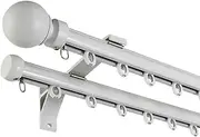 Double curtain rod gold/grey/white/black curtain rail 2-track curtain rod made of aluminum complete set with accessories for sliding curtains, curtains and drapes(White,4.3m(14.1ft))
