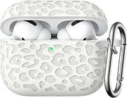 WJK Leopard Engraved Case Compatible with Apple AirPods Pro Case 2nd 1st Generation Case Cover/AirPods Pro Case, Soft Silicone Skin Full Protective Cover for Airpods Pro 2 Case, Starlight