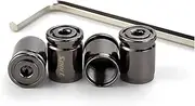 Tire Valve Stem Cap, Anti-Theft Design Zinc Alloy Stem Covers, 4 Pcs Auto Wheel Cap Sets with Rubber Seal, Universal Vehicle Accessories Fit for Cars, Trucks, Motorcycles, Bicycles (Black)