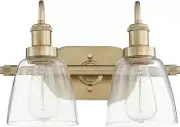 Quorum 2 Light Clear/Seeded Vanity, Aged Brass - 508-2-80