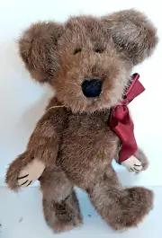 Boyds Bear plush dark brown J B Bean series 9" tall with ribbon and tag