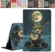 [FQTBCEARI] Case for Samsung Galaxy Tab A9 Plus 11 Inch 2023 Tablet (SM-X210/X216/X218), Slim PU Leather Cover, Adjustable Stand with Auto Wake/Sleep Case, Frog Playing Guitar