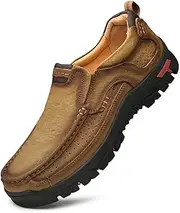 LANXY Men’s Casual Leather Shoes Breathable Loafers Lightweight Men Driving Shoes Slip On Fashion Boat Shoes Outdoor Non-Slip Comfort