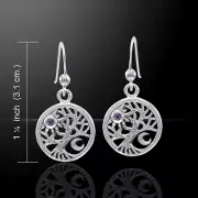 Celestial Tree of Life Crescent Moon 925 Sterling Silver Earrings Fine Jewelry