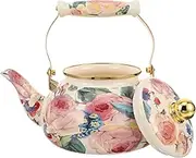 BEBEMOKO Vintage Enamel Tea Kettle Stovetop Teapot for Home Hotel Office Use Multi Functional Water Kettle Easy to with Induction Gas Stoves