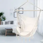 ColourTree White Claes Hammock Chair Macrame Swing Chair for Indoor and Outdoor