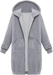[Generic] Women'S Coats With Hood,Lady'S Fall And Winter Hoodie Mid Length,Hoodie Long Sleeved Top Winter Coat,Solid Color, Zipper, With Pocket,Jackets With Hood Lightweight