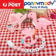 Personalised Dummy Clip with Name Silicone Dummy Clip with teether for Girl
