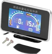 2-in-1 Car Digital Fuel Level Gauge Voltmeter Universal Instrument 9-36V for Car Truck S Rv Black Black
