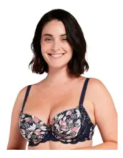 [Sans Complexe] Ariane Fantaisy Wired Half Cup Padded Bra in Print Marine Blue