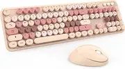 Colorful Wireless Keyboard and Mouse Combo - 104 Key Wireless Keyboard with Number Pad for Windows PC, Notebook, Laptop (Chocolate)