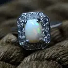 Genuine Ethiopian Opal Octagon Gemstone 925 Sterling Silver Women Designer Ring