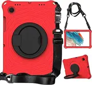 Tablet Cover Shockproof Kids Friendly Cover Compatible with Samsung Galaxy Tab A8 10.5inch X200/X205,Lightweight Swivel Handle Stand+Shoulder Strap Protective Case Tablet Home(RED)