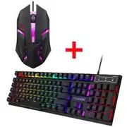 104 Keys Backlit Mechanical Keyboard Wired Gaming Keyboard Waterproof Luminous Keyboard Mouse Set for Gamer PC Laptop Office