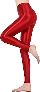 [FEESHOW] Women Men Skinny Metallic Yoga Pants Workout Sport Leggings Compression Gym Exercise Tights