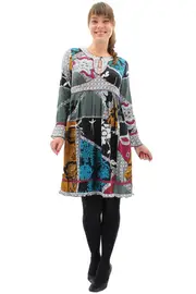 Printed Patchwork Dress--ORI-51094