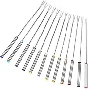 GRADENEVE 6Pcs Stainless Steel Fondue Forks Long Cheese Chocolate Forks with Heat Resistant Handles for Fondue Parties and Roasting Marshmallows