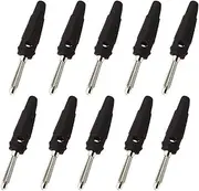 CCWUTQF 10Pcs 4mm Solderless Side Stackable Banana Plug Connector Copper Red/Black(Black 10Pcs)