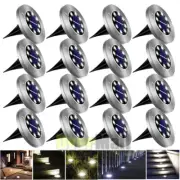 4 to 16 Pcs LED Solar Power Flat Buried Light In-Ground Lamp Outdoor Path Garden