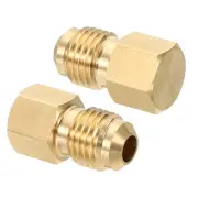 Male 1/4" Brass Seal Plug, 2 Pack SAE Flare 45 Degree Hex Pipe Fittings