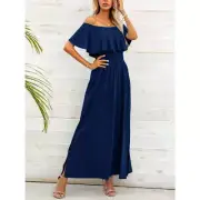 Off-Shoulder Slit Maxi Dress